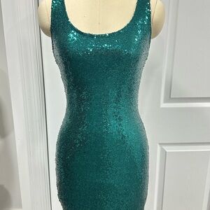 Charlotte Russe Teal Sequin Mini Dress